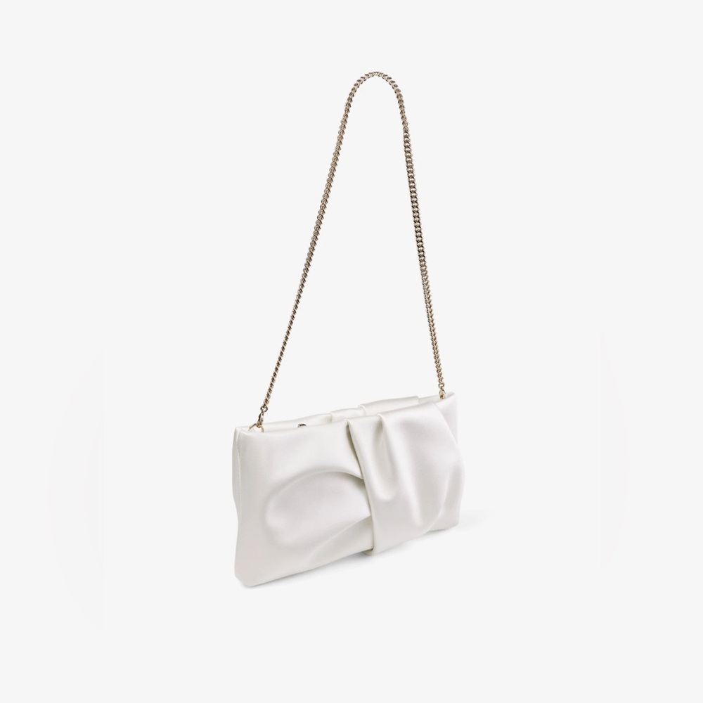 Jimmy Choo White Shoulder Bag with Gold Chain